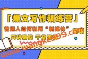 《爆文写作训练营》普通人如何利用新媒体变现，只讲赚钱干货