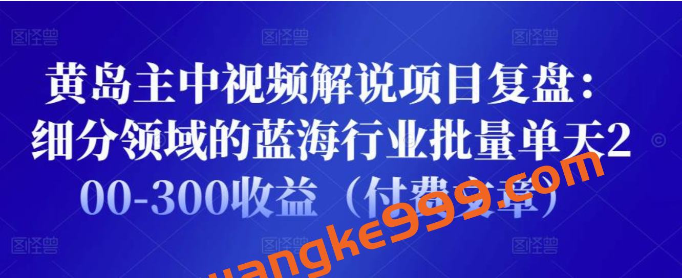 黄岛主中视频解说项目复盘:细分领域的蓝海行业批量单天200-300收益(付费文章)插图 黄岛主中视频解说项目复盘:细分领域的蓝海行业批量单天200-300收益(付费文章)插图