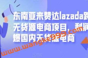 东南亚来赞达LAZADA跨境无货源电商项目《 LAZADA零基础盈利》