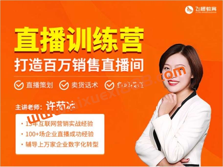 飞橙云课堂·许茹冰《直播特训营-打造百万销售直播间》：教会你如何直播带货，抓住直播大风口插图