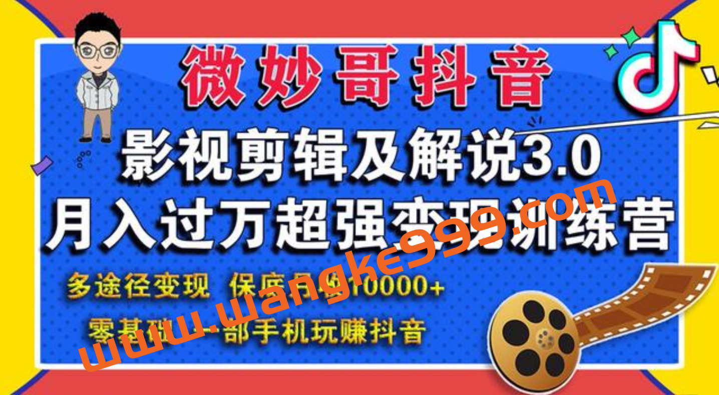 微妙哥抖音影视号月入三万视频教程：零基础，一部手机，人人可做的抖音影视号插图