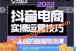 李扭扭《抖音电商实操运营技巧》学实战的直播带货课
