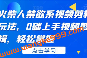 火柴人禁欲系视频剪辑玩法，0础上手视频剪辑，轻松掌握