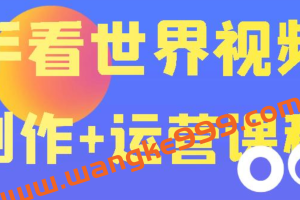 快手某主播价值199元的看世界视频号制作+运营课程，让你快速玩转快手涨粉变现
