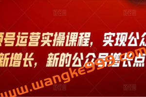 视频号运营实操视频课程 公众号增长新方法