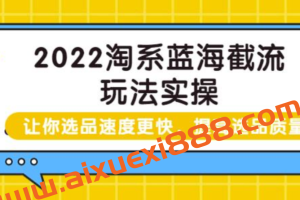 2022淘系蓝海截流玩法实操：让你选品速度更快，提高选品质量
