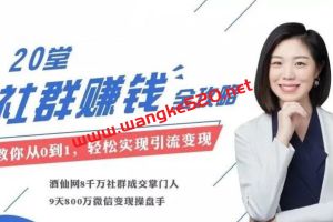 酒仙网·麦子老师《20堂社群赚钱全攻略：教你从0到1轻松实现引流变现》
