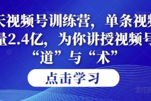 21天视频号训练营，单条视频播放量2.4亿