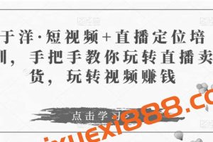 于洋·短视频+直播定位培训，手把手教你玩转直播卖货