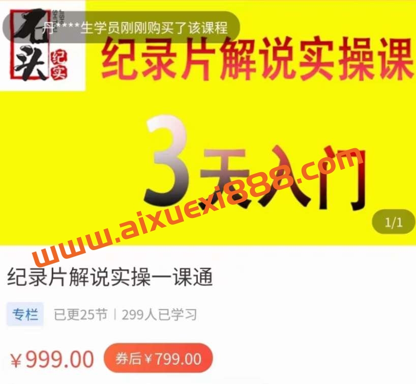 石头纪实·纪录片解说实操一课通:3天入门,快速掌握纪录片解说视频制作插图 石头纪实·纪录片解说实操一课通:3天入门,快速掌握纪录片解说视频制作插图