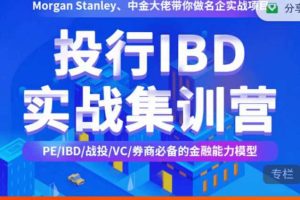 【众筹】投行IBD实战集训营：Morgan Stanley、CICC大佬带你做名企实战项目