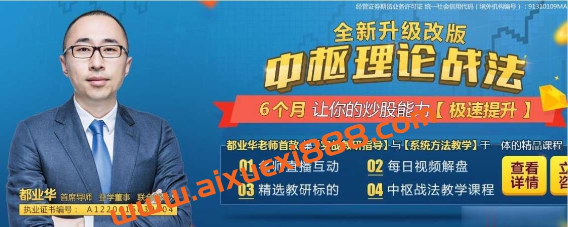 【都业华】2023年都业华财富锦囊《中枢理论战法》中枢缠论实战课程插图