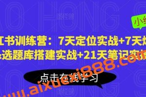 小红书训练营:7天定位实战+7天爆款拆解&选题库搭建实战+21天笔记实操实战