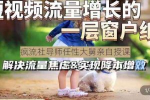 任性大舅·宠物行业短视频运营课(不讲废话)，短视频流量增长的一层窗户纸