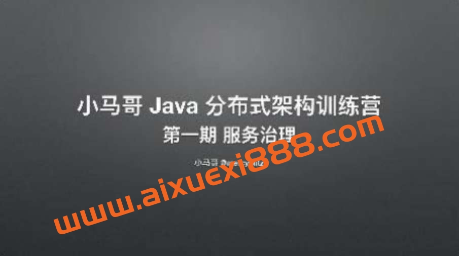 小马哥 Java 分布式架构训练营 – 第一期 服务治理插图