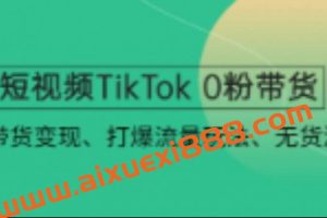 短视频TikTok 0粉带货：快速带货变现、打爆流量玩法、无货源玩法！