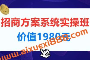 【一度招商】招商方案系统实操班 价值1980元