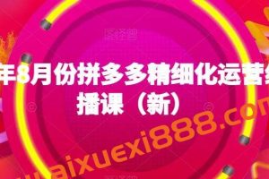 2023年8月份拼多多精细化运营线上直播课（新）