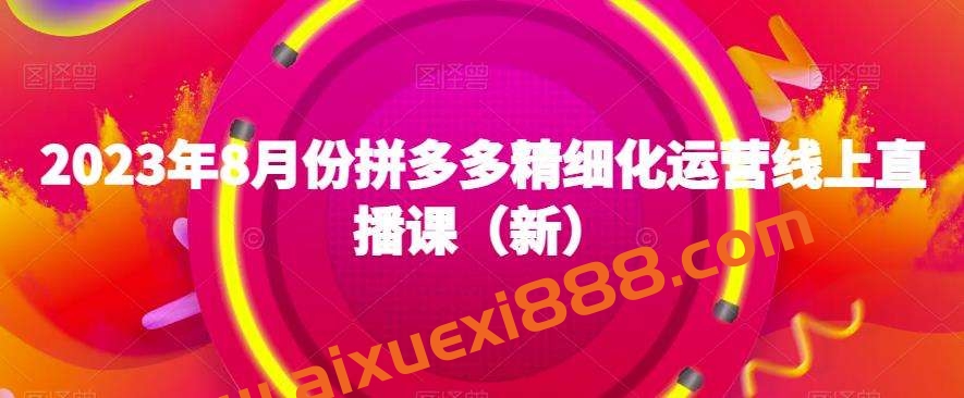 2023年8月份拼多多精细化运营线上直播课（新）插图