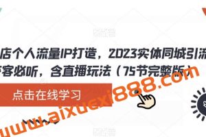 实体店个人流量IP打造，2023实体同城引流获客必听，含直播玩法（75节完整版）