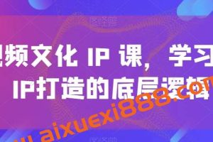 短视频文化IP课,学习文化IP打造的底层逻辑