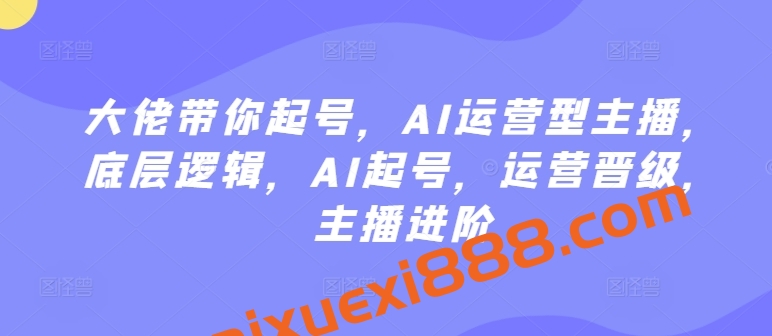 大佬带你起号,AI运营型主播,底层逻辑,AI起号,运营晋级,主播进阶
