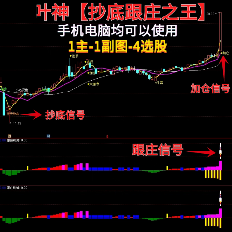 叶神指标资料跟庄之王+抄底之王+筹码峰压力位 请自行试验