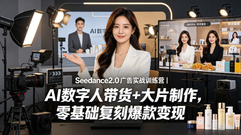 Seedance2.0广告实战训练营｜AI数字人带货+大片制作，零基础复刻爆款变现插图
