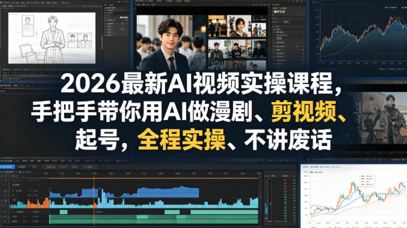 2026最新AI视频实操课程，手把手带你用AI做漫剧、剪视频、起号，全程实操、不讲废话插图