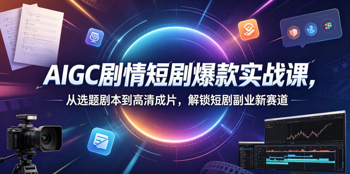 AIGC剧情短剧爆款实战课，从选题剧本到高清成片，解锁短剧副业新赛道插图